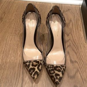 Gianvito Rossi 105 PLEXI Pumps in leopard print calf hair and PVC size 38.5